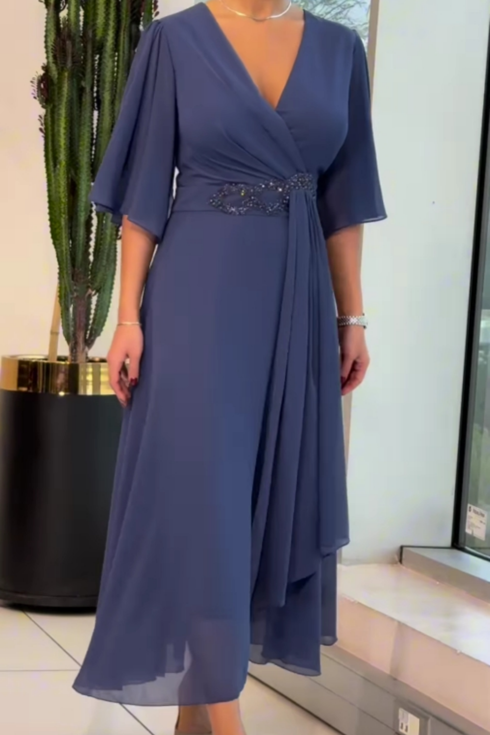 Elma™ | Elegante Soepelvallende Midi Jurk