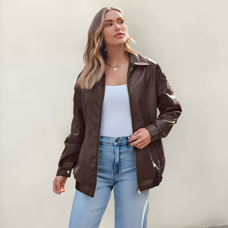 Mira™ | Stijlvolle oversized leren jas
