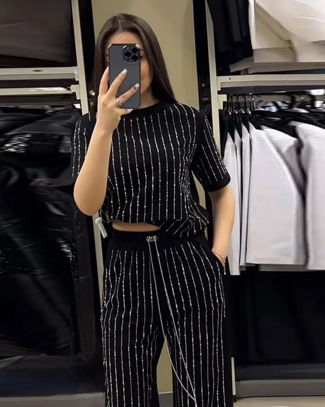 Mavina™ | Elegante gestreepte tweedelige set