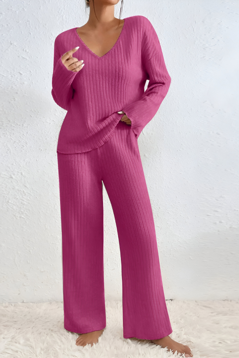 Amaris™ | Zachte geribde gebreide lounge set