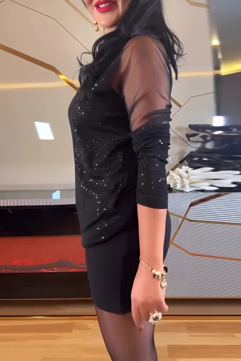 Faren™ | Stijlvolle glitter jurk met lange mouwen