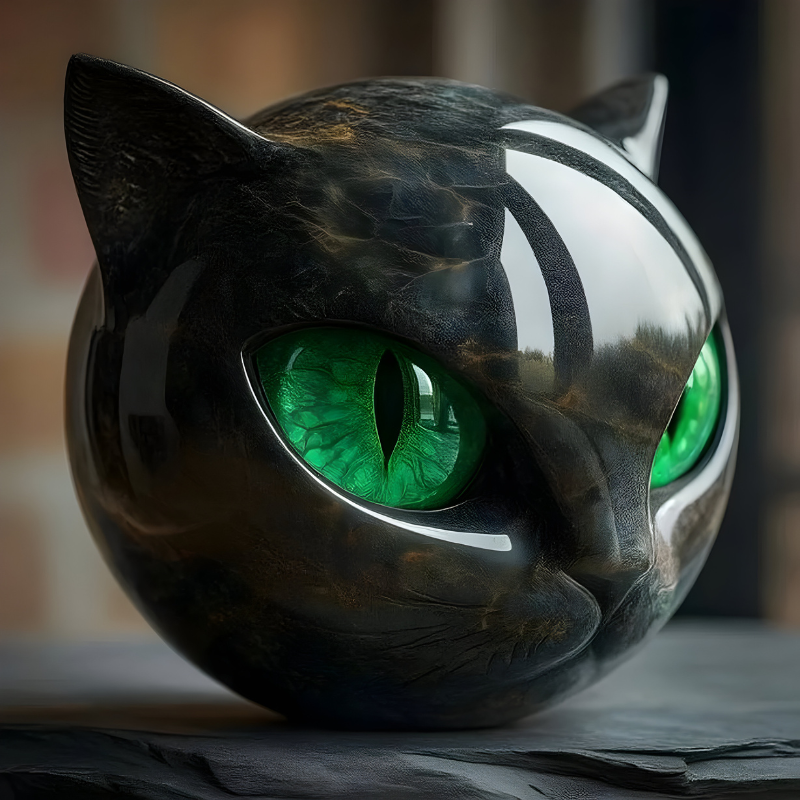 Katten Sculptuur met Levendige Ogen