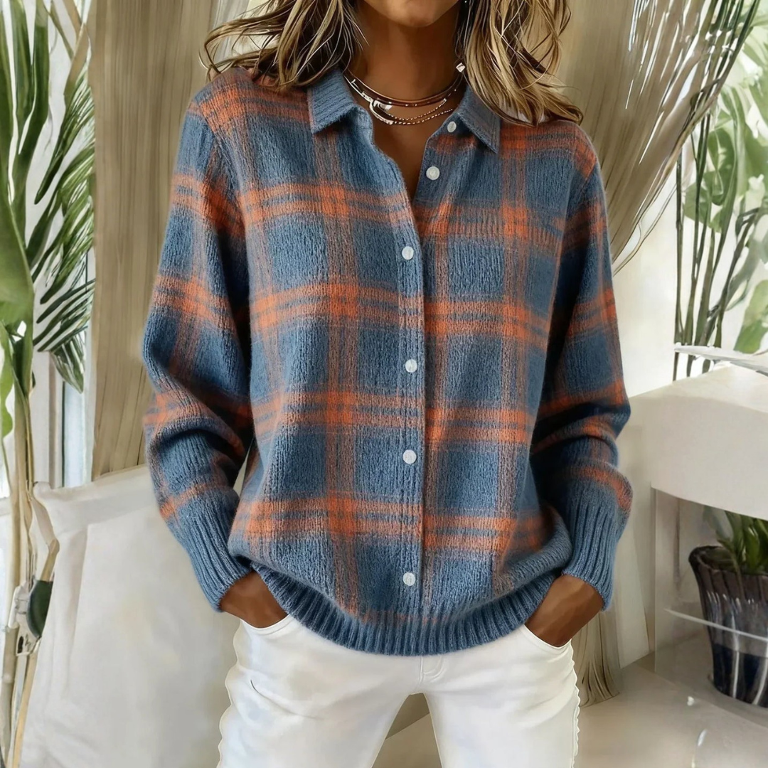 Vallerie™ | Comfortabel Geruit Gebreid Vest