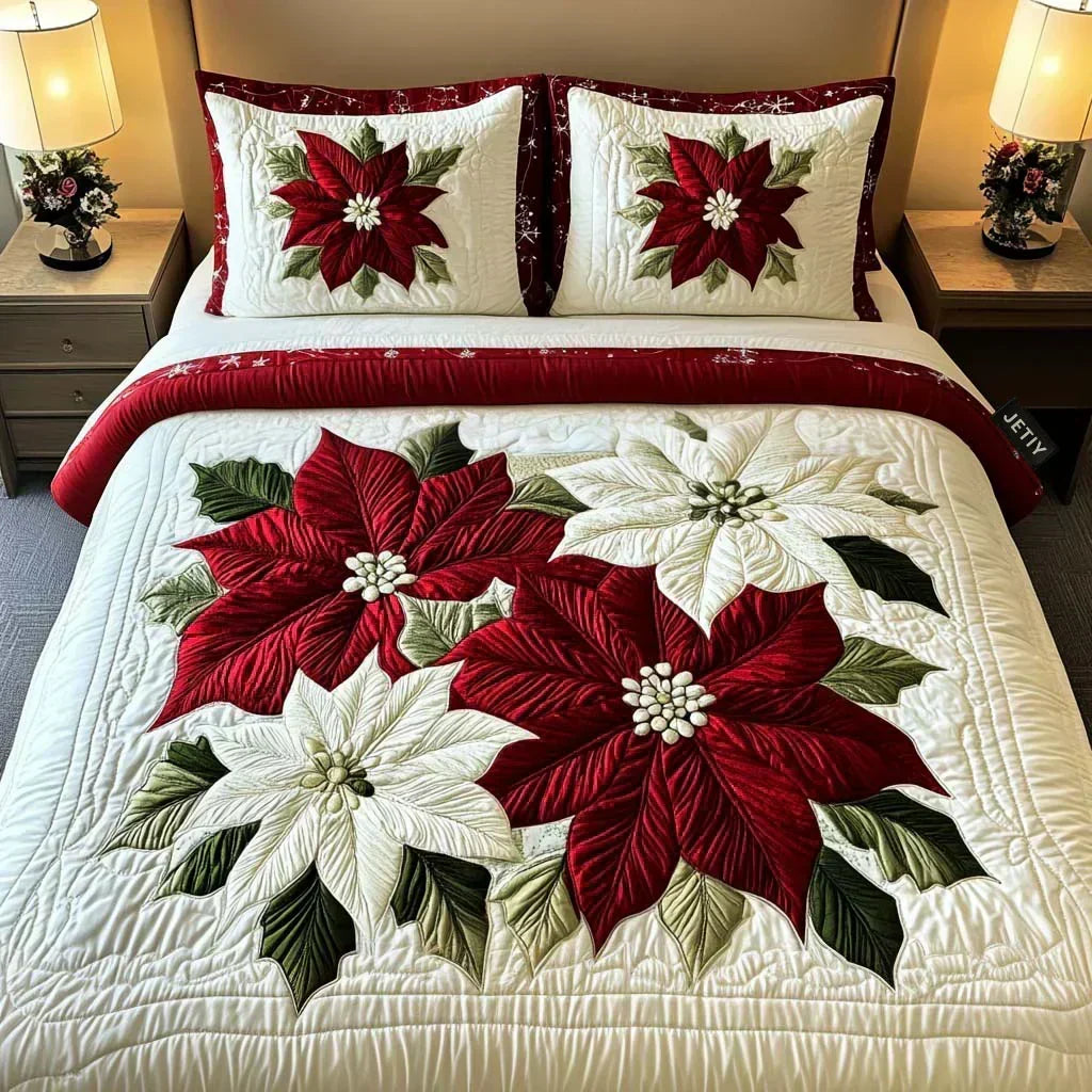Matelassé Bedset 3-delig – Winter Poinsettia