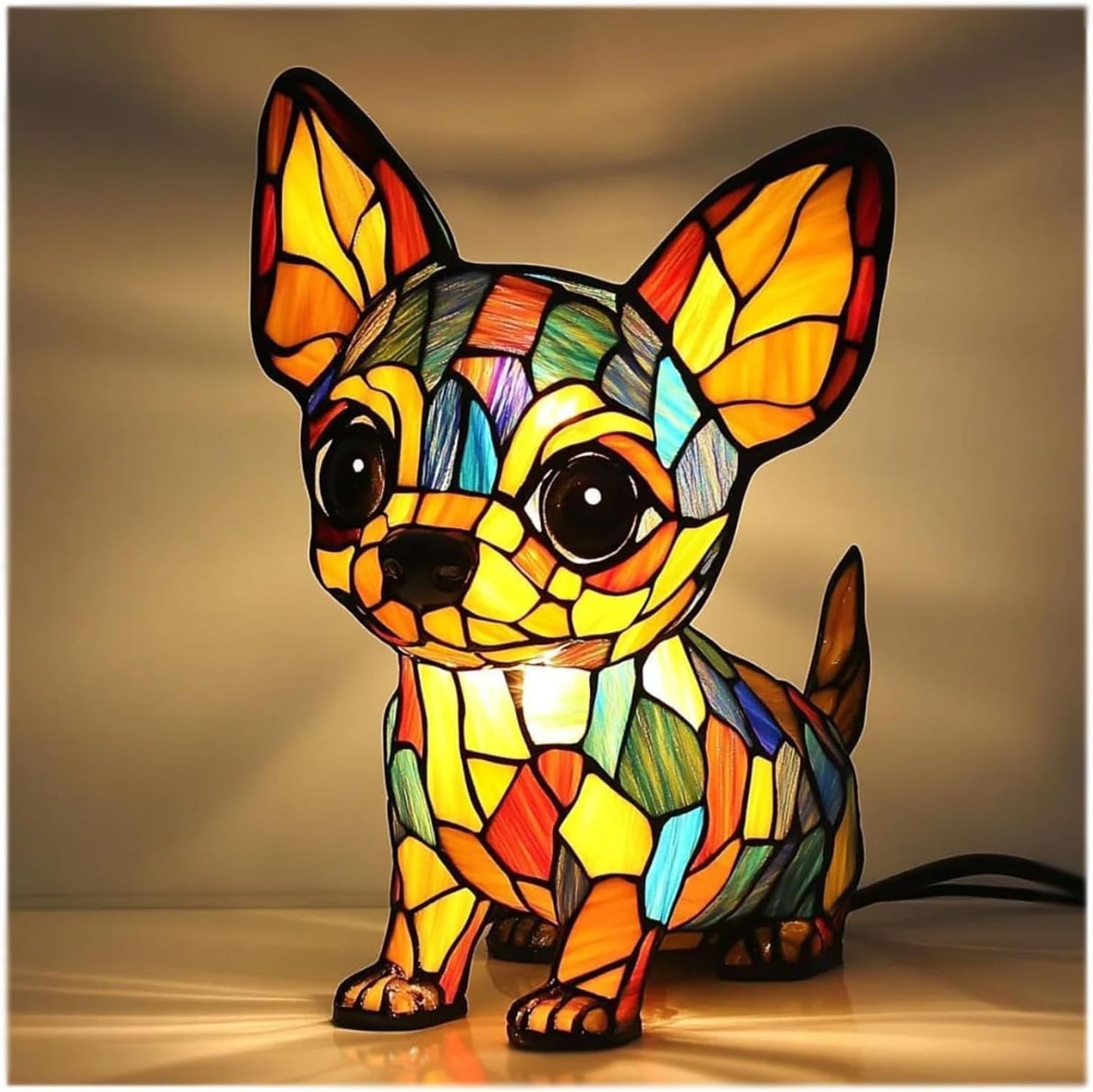 Patoune – Magische hondenlamp van gekleurd glas