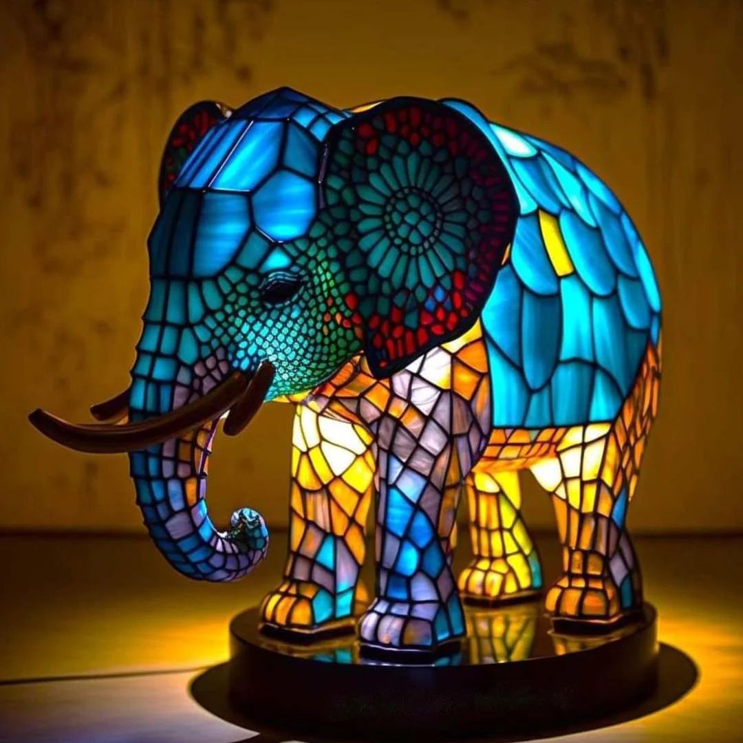 Nounours – Magische olifantenlamp van gekleurd glas