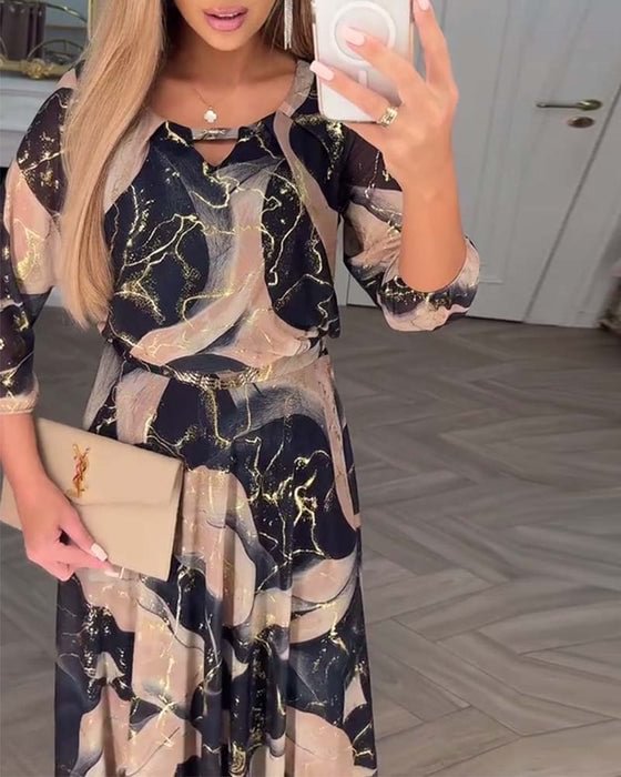 Marise™ | Elegante maxi jurk met abstracte print