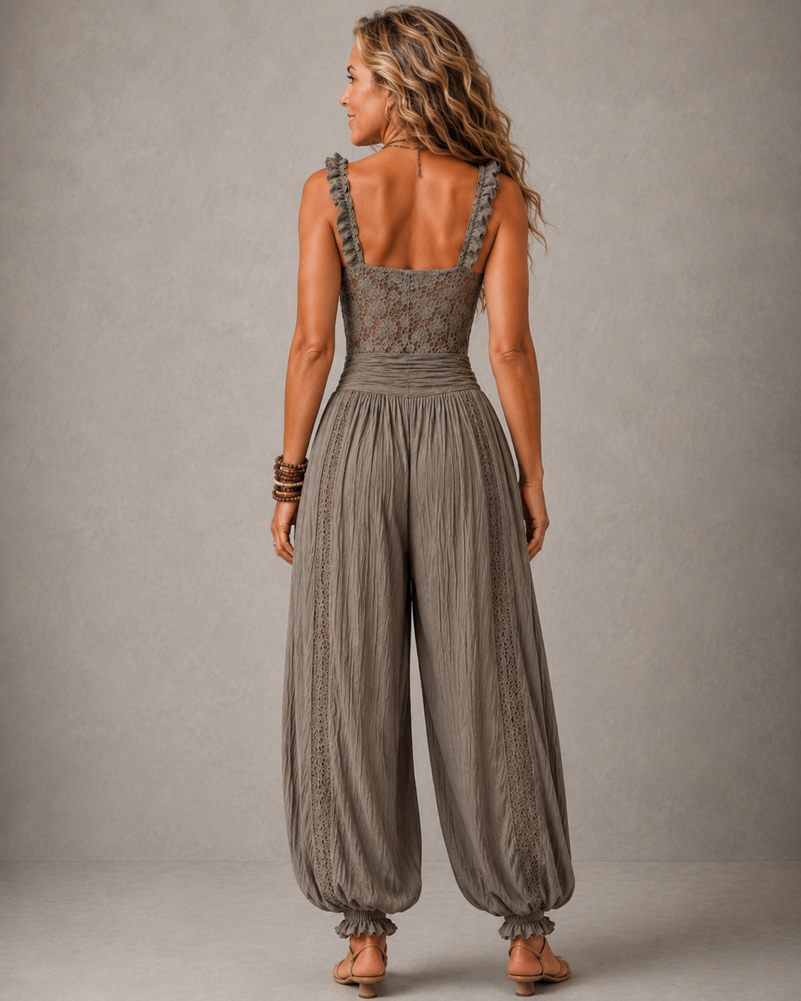 Léonie™ | Kanten Jumpsuit Met Wijde Pijpen