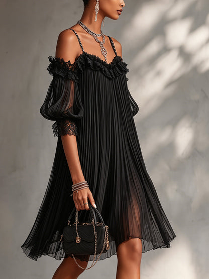 Ilse™ | Buikbedekkende Off-Shoulder Chiffon Mini Jurk