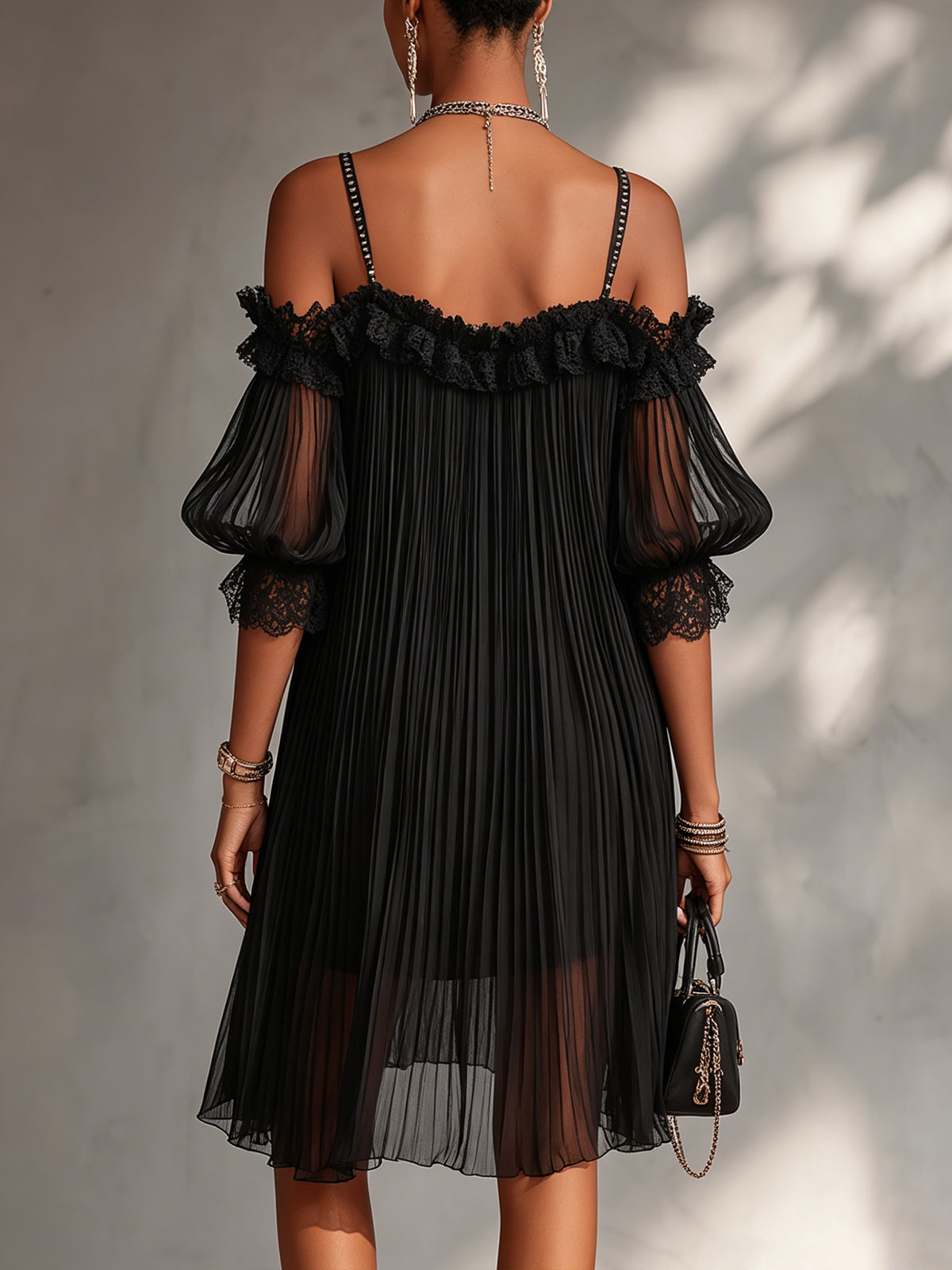 Ilse™ | Buikbedekkende Off-Shoulder Chiffon Mini Jurk