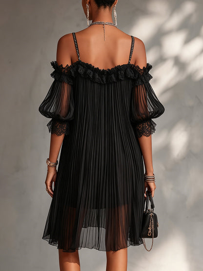Ilse™ | Buikbedekkende Off-Shoulder Chiffon Mini Jurk