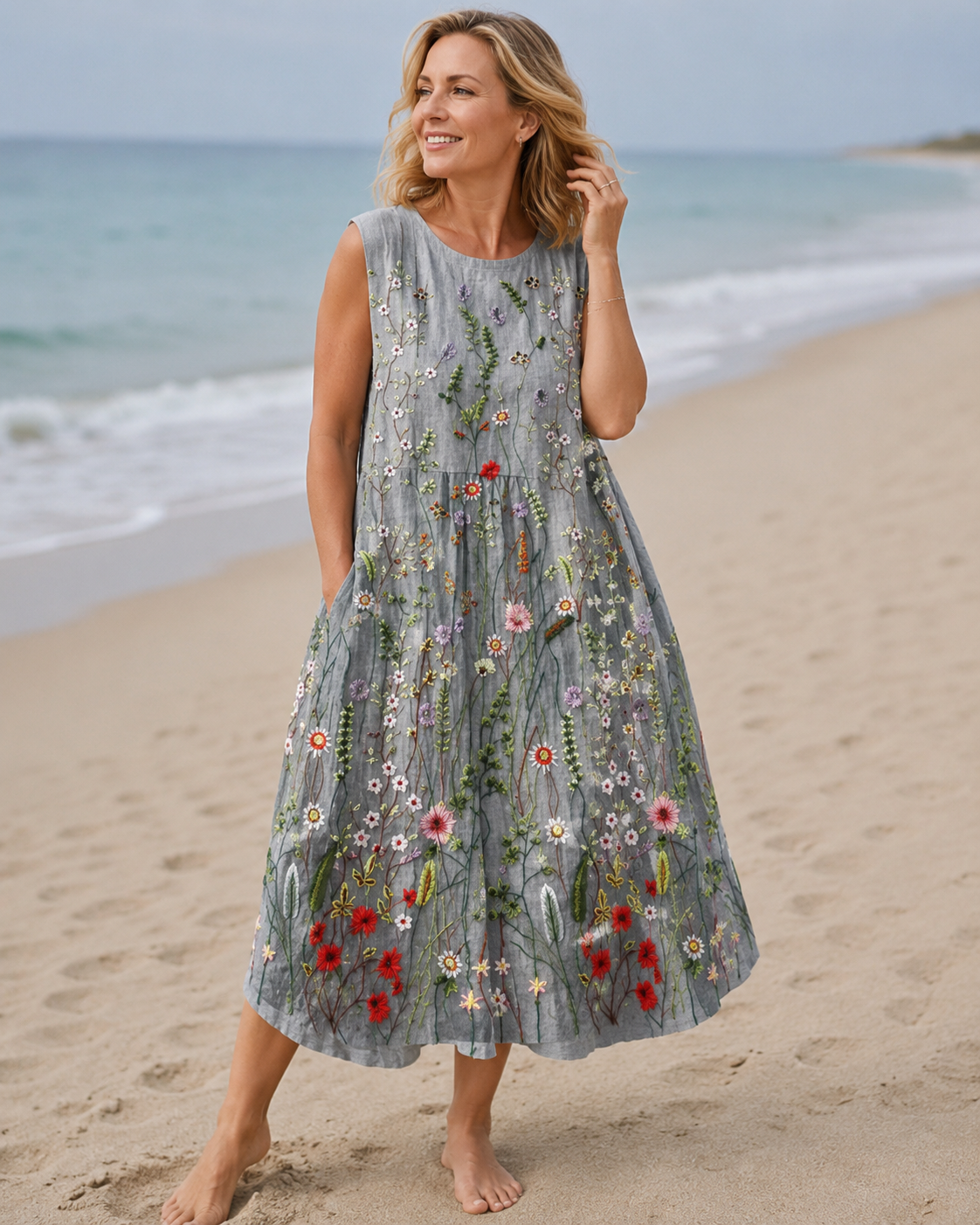 Coralie™ | Gebloemde Buikcamouflerende Midi Jurk