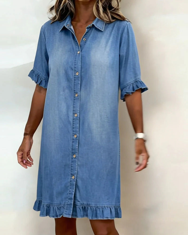 Linae™ | Casual Knoop Denim Look Jurk