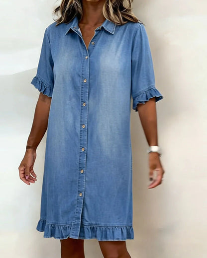 Linae™ | Casual Knoop Denim Look Jurk