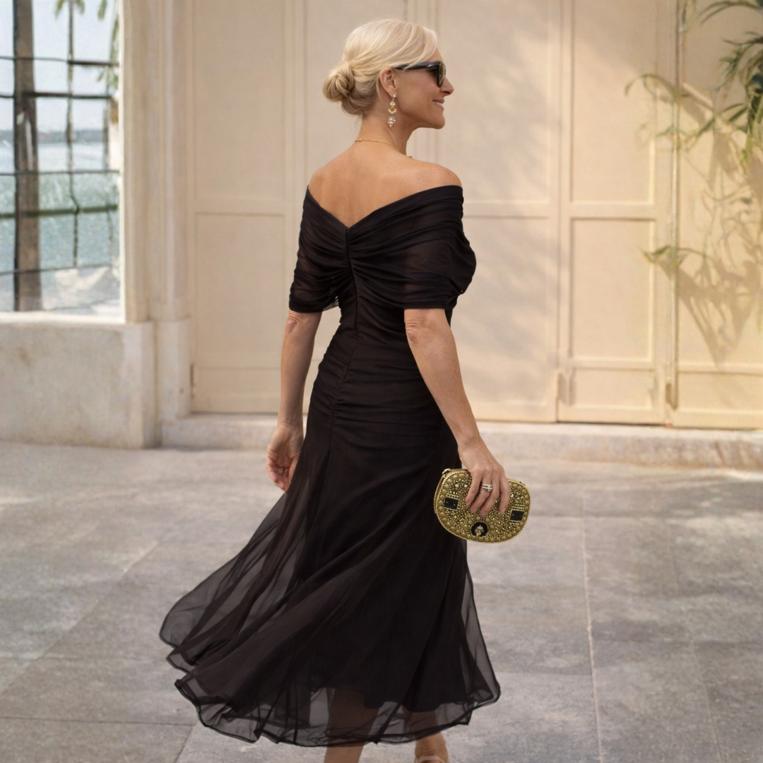 Mikaela™ | Buikcamouflerende Off-Shoulder Maxi-Jurk