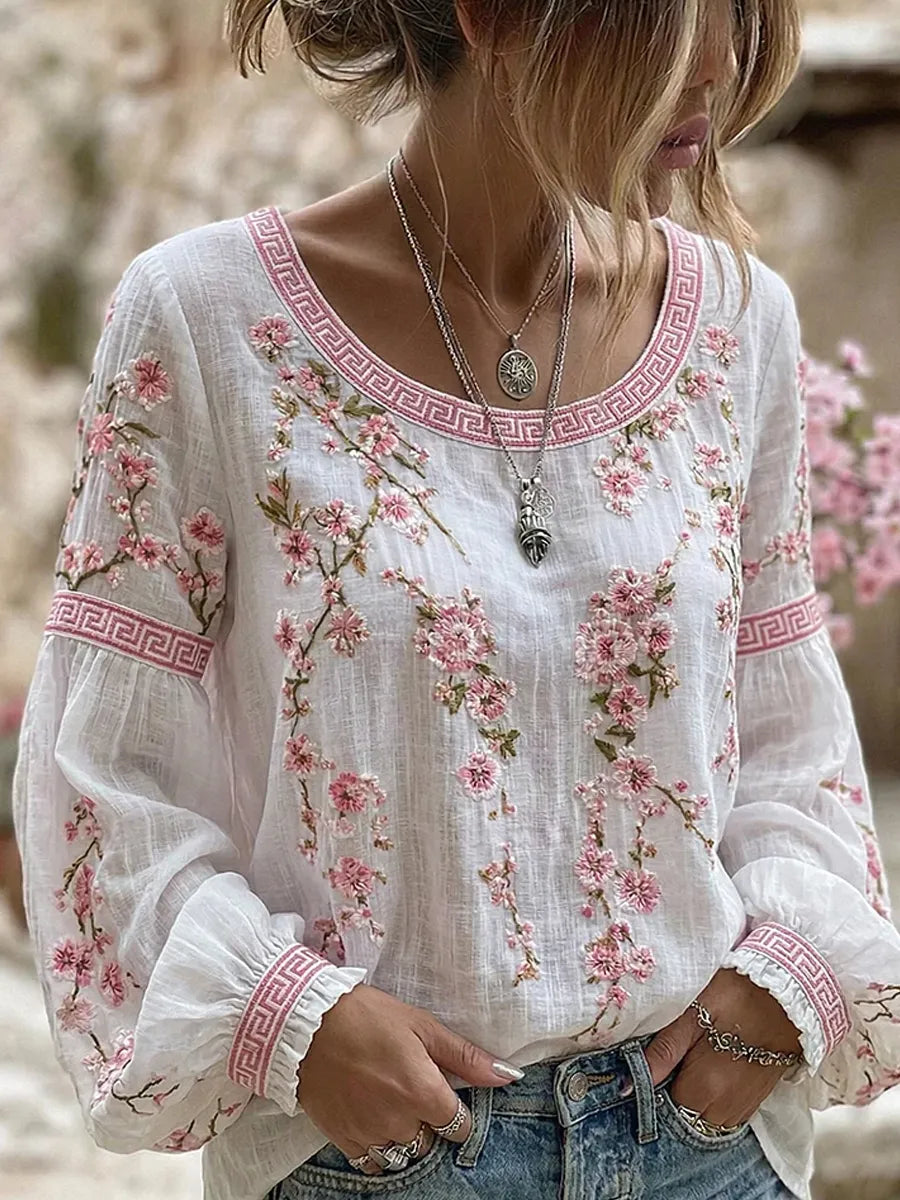 Elin™ | Romantische Geborduurde Bloemenblouse 2