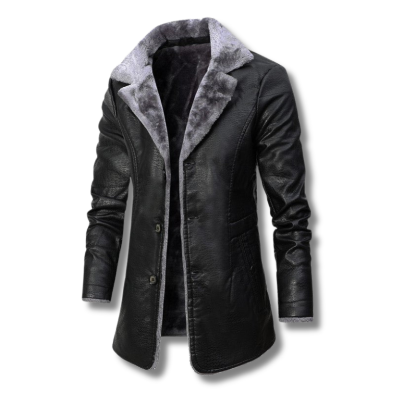 Edward™ | Elegante leren winterjas met bontvoering