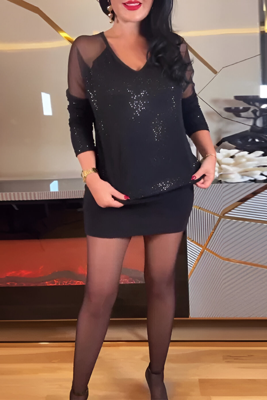 Faren™ | Stijlvolle glitter jurk met lange mouwen