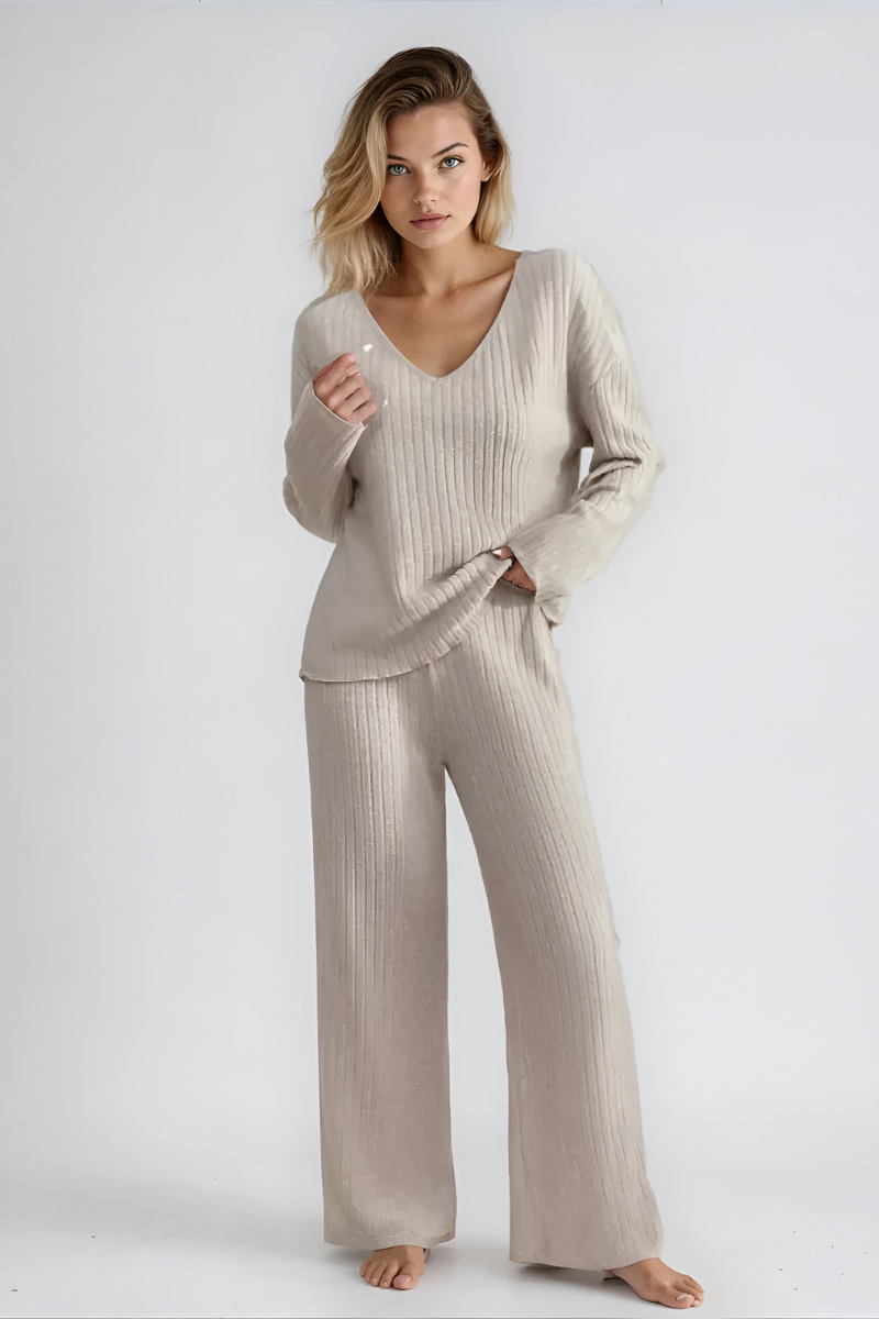Amaris™ | Zachte geribde gebreide lounge set