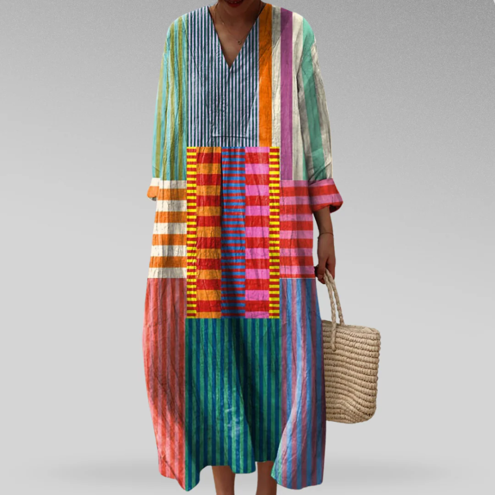 Zira™ | Stijlvolle Patchwork Midi Jurk