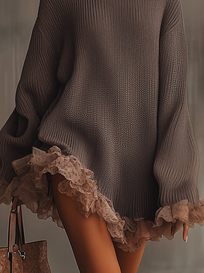 Bryn™ | Oversized Ruffle Trui Jurk