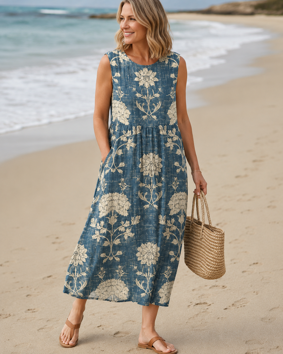 Coralie™ | Gebloemde Buikcamouflerende Midi Jurk