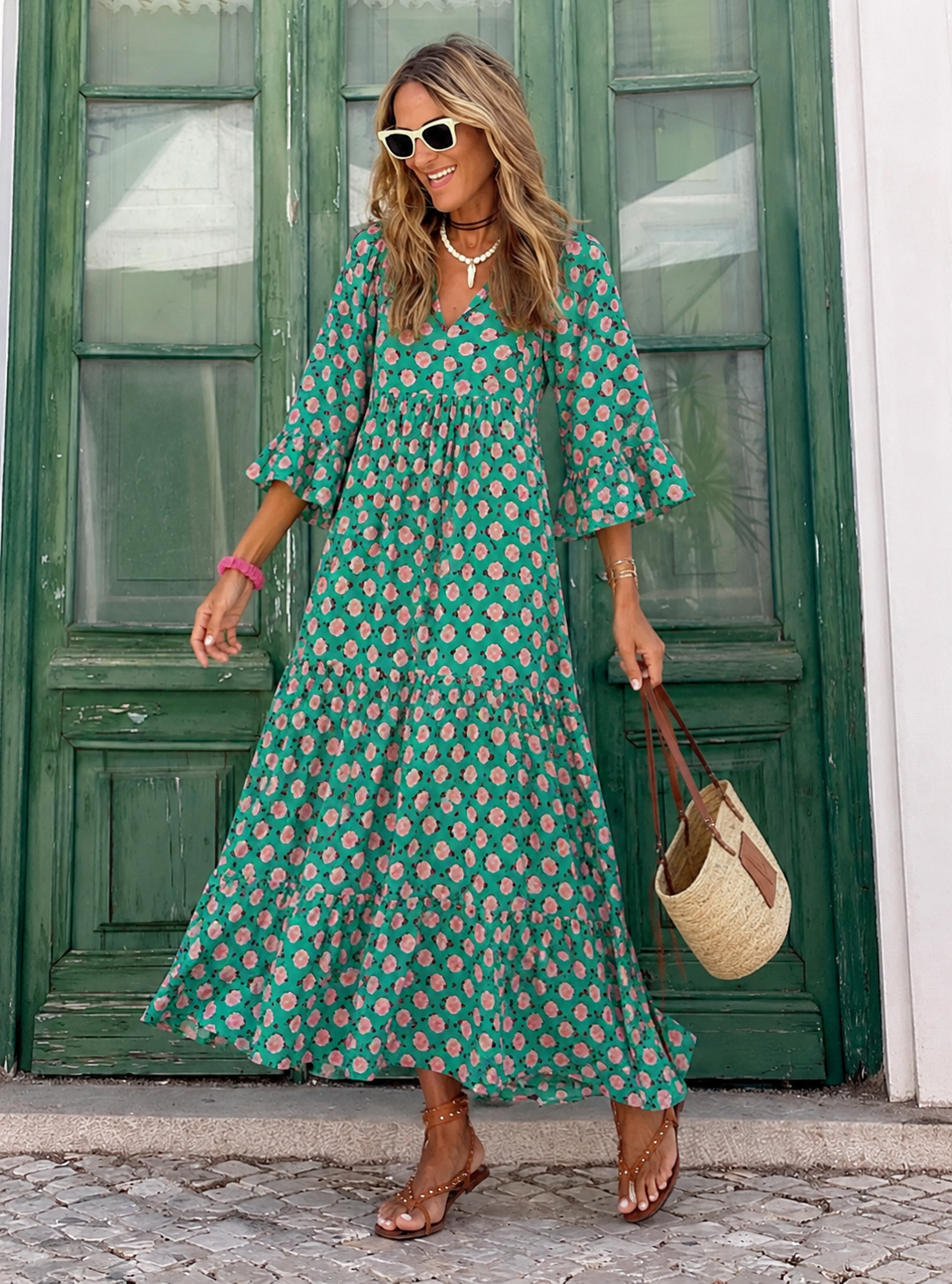 Bellona™ | Bohemian Buikcamouflerende Bloemen Jurk