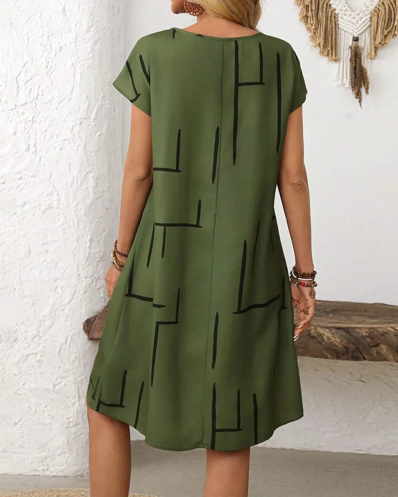 Soline™ | Buikcamouflerende Jurk Met Lijnprint
