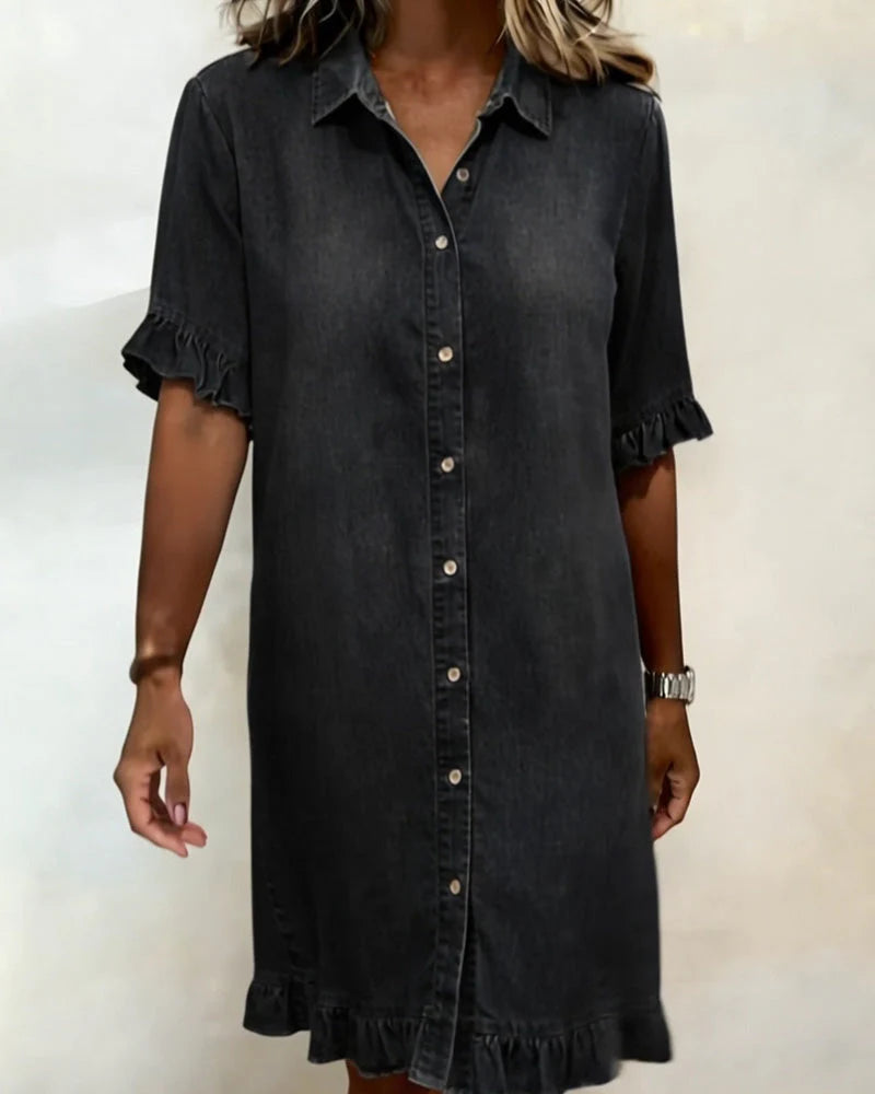 Linae™ | Casual Knoop Denim Look Jurk