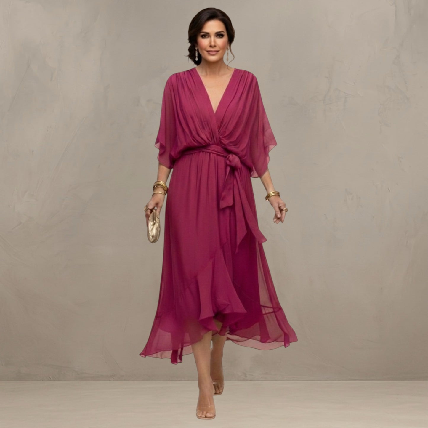 Marta™ | Elegante Chiffon Midi Jurk