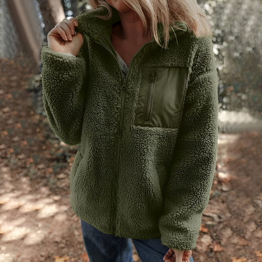 Faye™ | Warme Teddy Fleece Jas met Rits