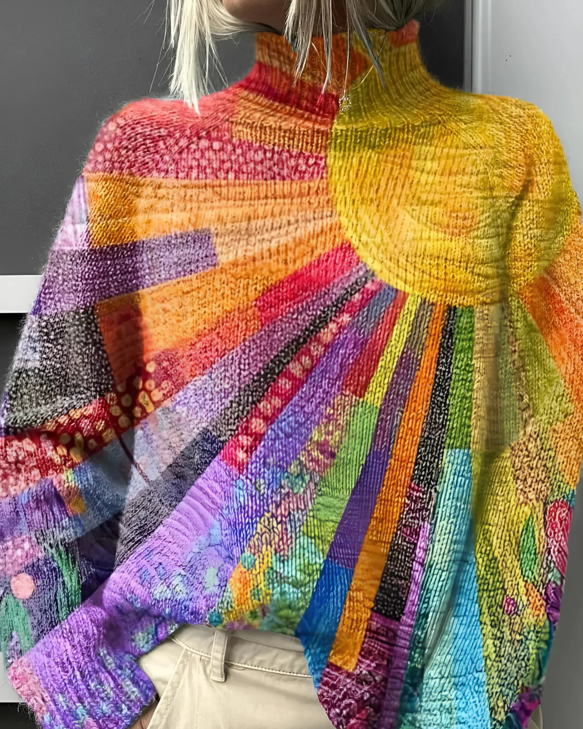 Frida™ | Kleurrijke trui met hoge hals