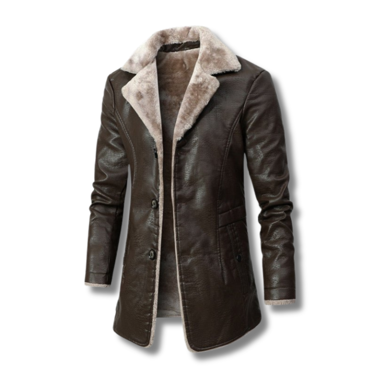 Edward™ | Elegante leren winterjas met bontvoering 2