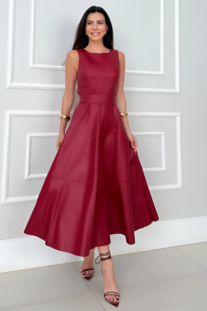 Kira™ | Moderne stijlvolle leren-look jurk