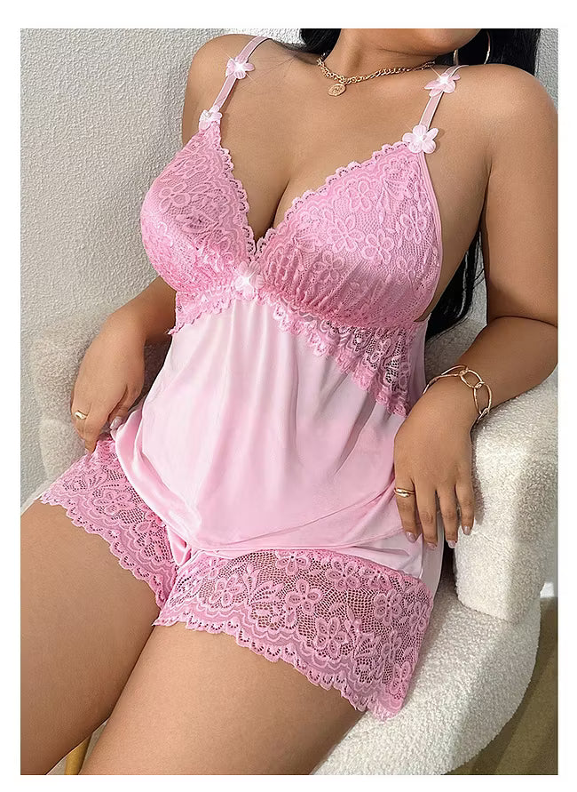 Petra™ | Satijnen Pyjama Set Met Kanten Top