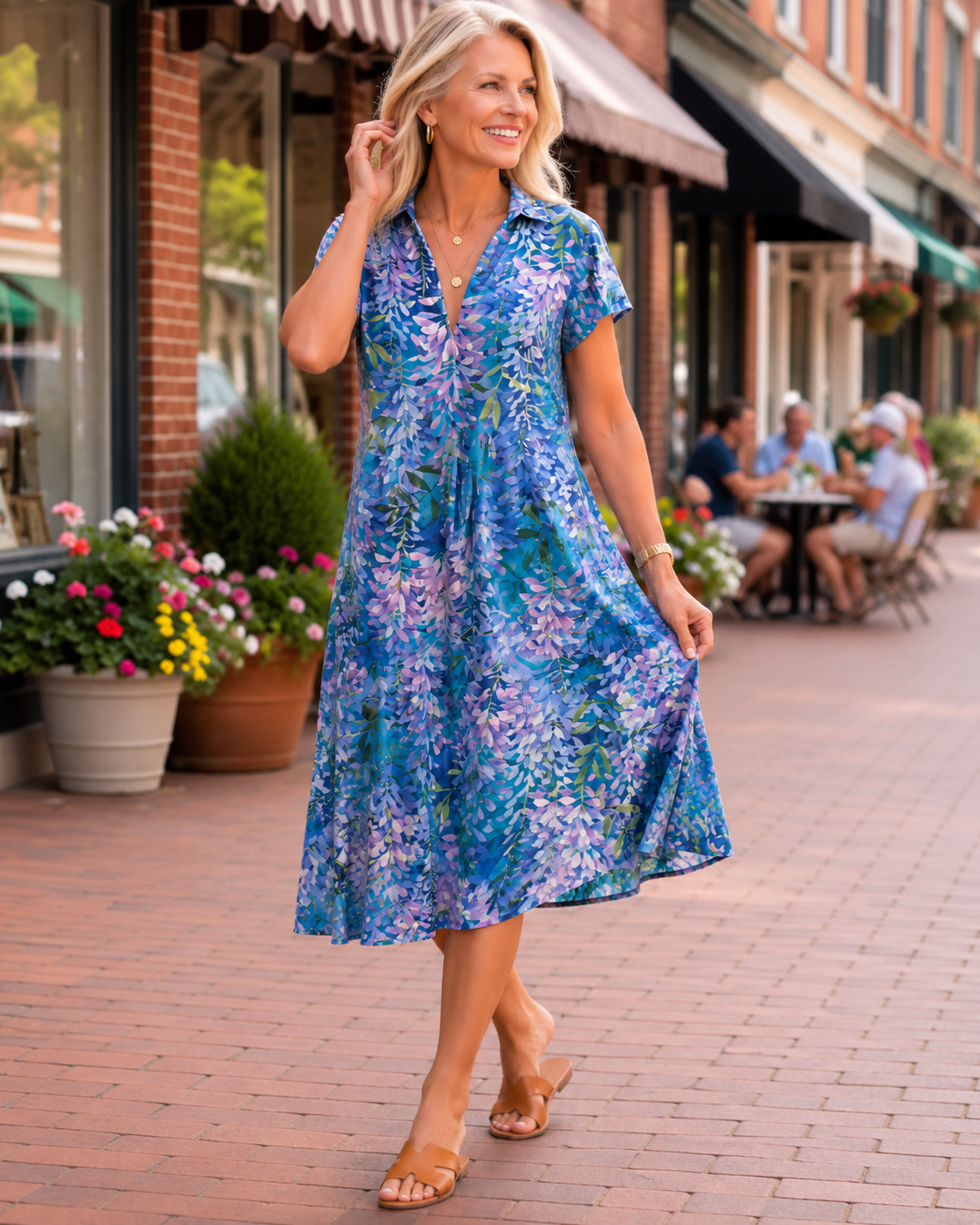 Nadine™ | Luchtige Buikcamouflerende Bloemen Midi Jurk