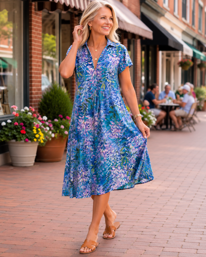 Nadine™ | Luchtige Buikcamouflerende Bloemen Midi Jurk