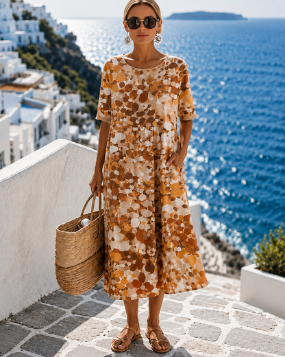 Elena™ | Buikcamouflerende Bloemen Midi Jurk