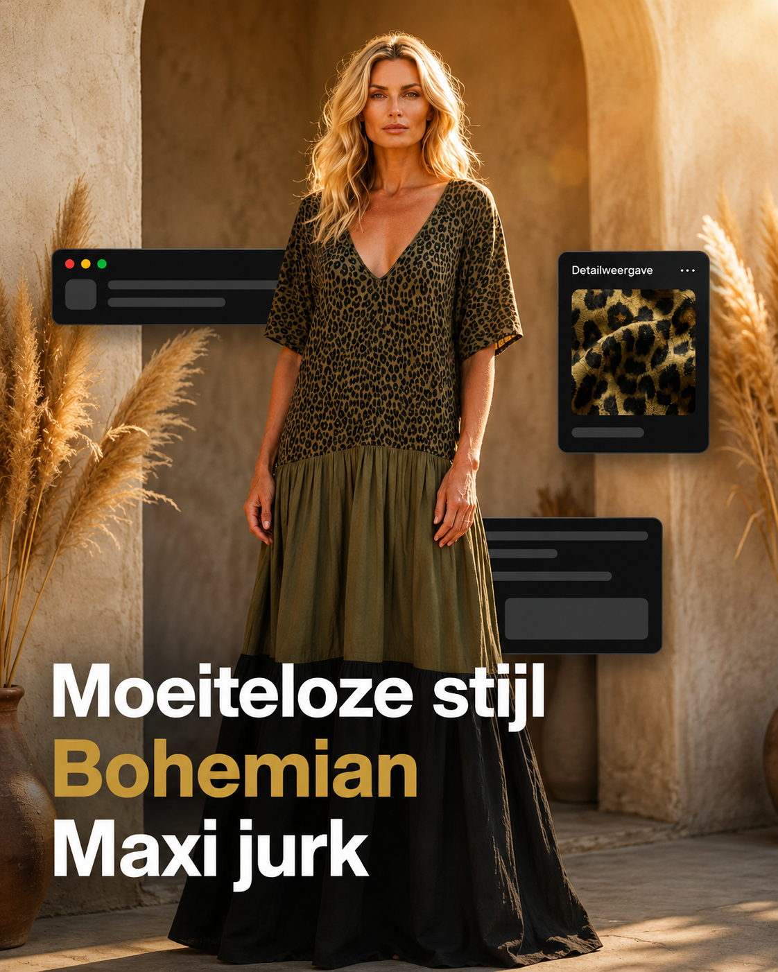 Aveline™ | Bohemian Maxi Jurk met Buikbedekkend Design