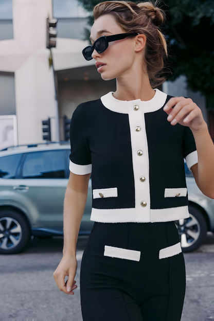 Sophia™ | Elegante Zwart-Wit Tweedelige Set