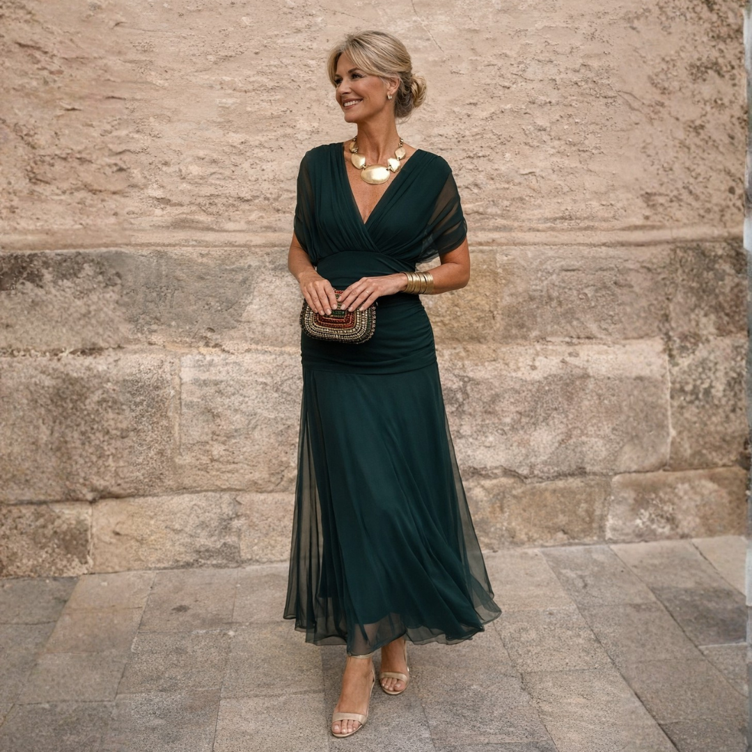 Mikaela™ | Buikcamouflerende Off-Shoulder Maxi-Jurk