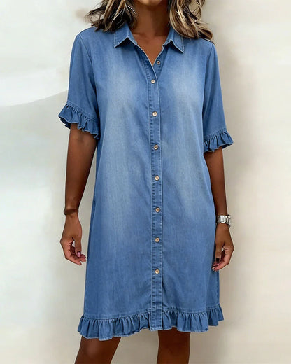 Linae™ | Casual Knoop Denim Look Jurk