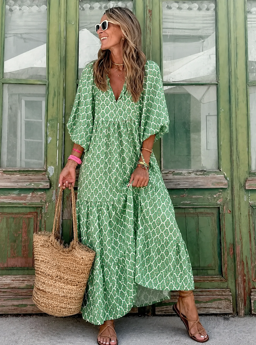 Bellona™ | Bohemian Buikcamouflerende Bloemen Jurk