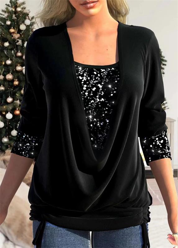 Arla™ | Moderne blouse met paillettenlaag