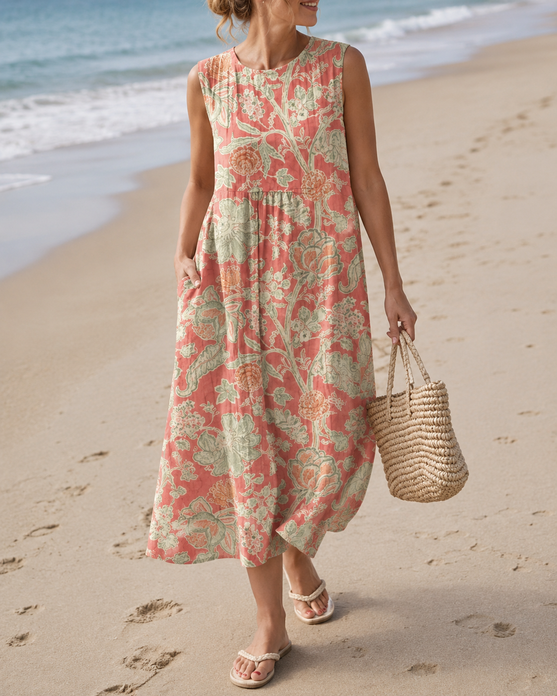 Coralie™ | Gebloemde Buikcamouflerende Midi Jurk