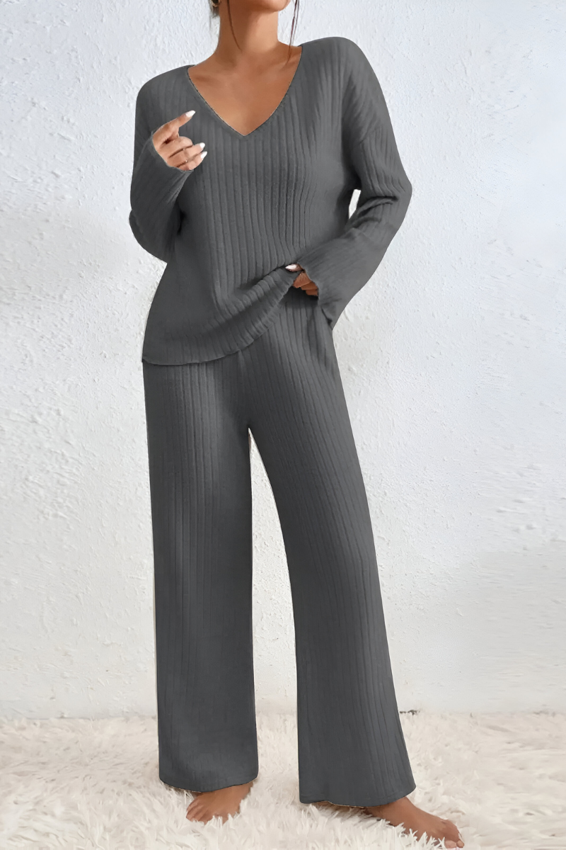 Amaris™ | Zachte geribde gebreide lounge set