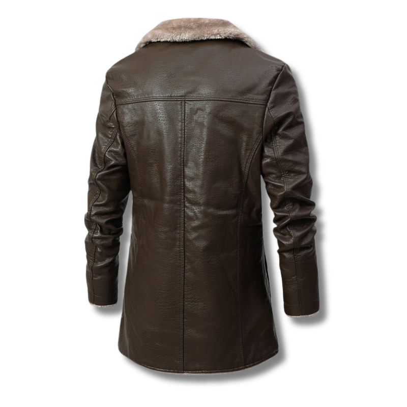 Edward™ | Elegante leren winterjas met bontvoering 4