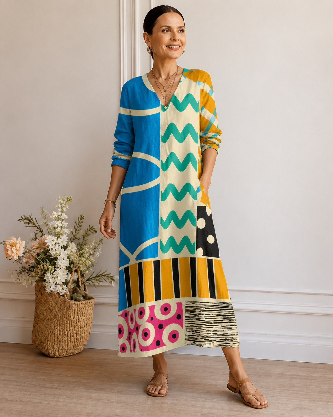 Eloise™ | Relaxte Buikcamouflerende Midi Jurk