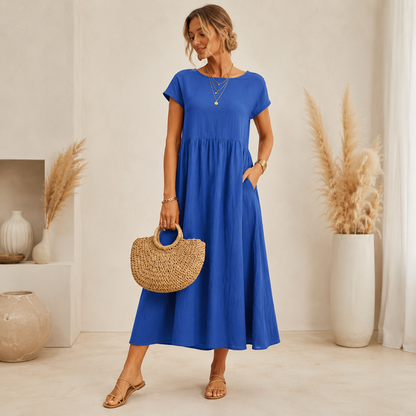 Lucie™ | Buikbedekkende Maxi Jurk Met Zakken