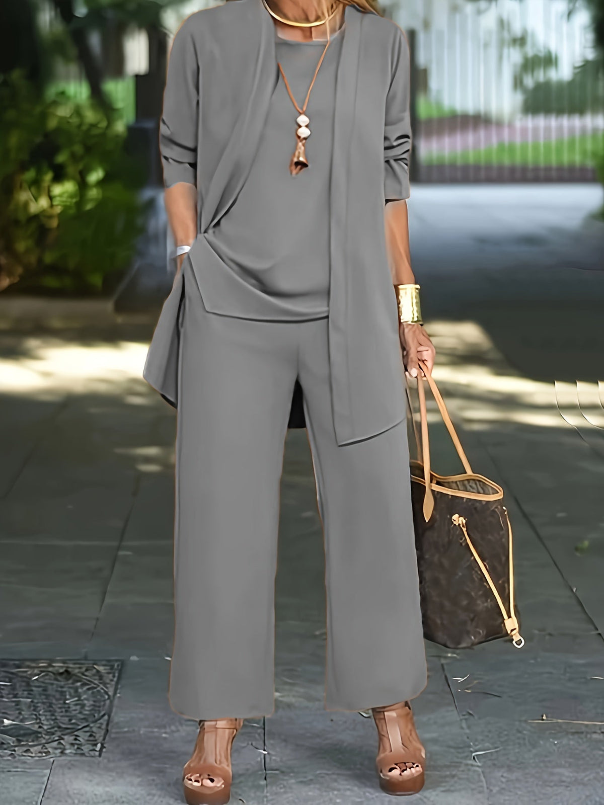 Cilla™ | Chique driedelige set in effen kleur 11